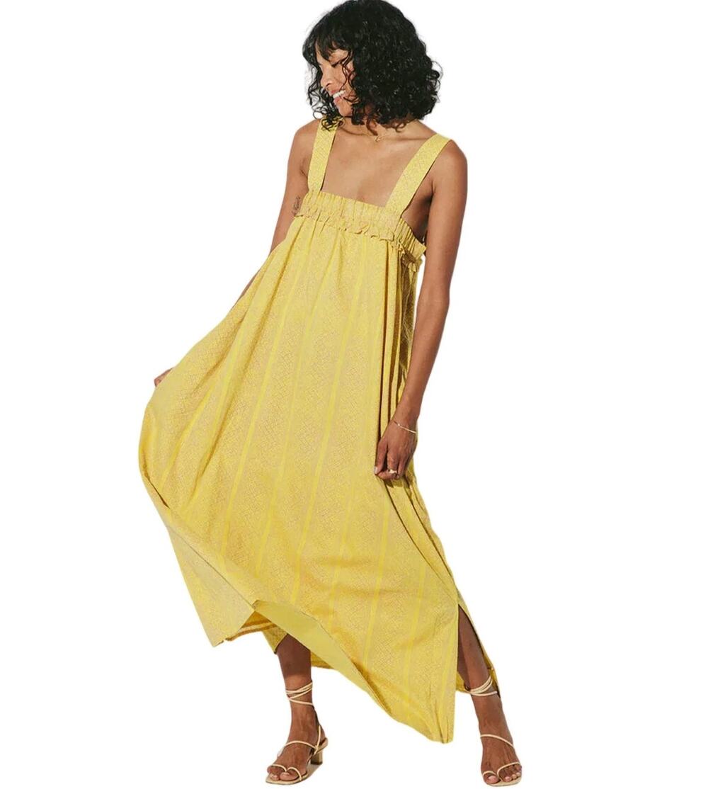 Cleobella Melani Shoulder-Tie Organic Cotton Ankle Midi Dress Beach Vacation XS